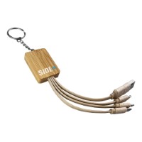 CC005 Square Bamboo Charging Cable Key Ring