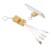 CC007 Phone Stand Bamboo Charging Cable Key Ring
