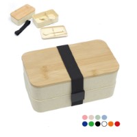 DS1441 Two Layer Lunch Box With Bamboo Lid And Strap