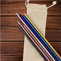 STW004-Colour Stainless Steel Straw 6MM x 215MM - Colour