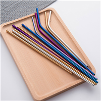 STW005-Colour Stainless Steel Straw 6MM x 266MM - Colour