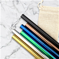 STW007-Colour Stainless Steel Straw 12MM x 215MM - Colour